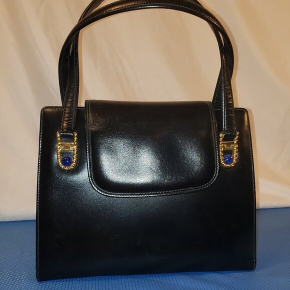 RARE Vintage 60's Gucci Kelly Handbag w/Lapis Lazuli Beads - Picture 1 of 16